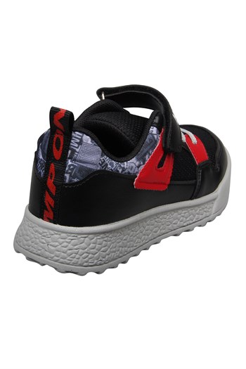 MP ONE Çocuk Cırt Cırtlı Siyah-Kırmızı Spor Ayakkabı
